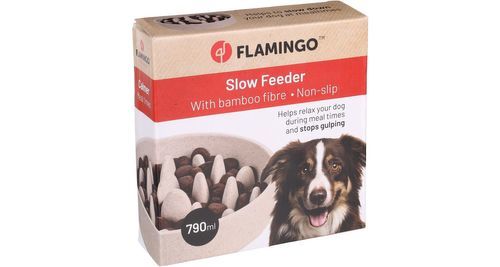 פלמינגו Flamingo קערת האכלה איטית לכלב במבוק בז' M
