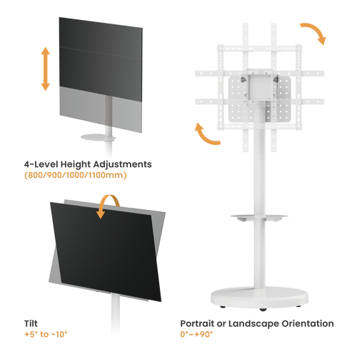 מעמד רצפתי סטנד נייד מעוצב כולל גלגלים חבויים 