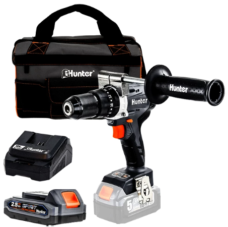 מברגה רוטטת/קודחת בראשלס 18V HD + סוללה 2 אמפר + מטען. 100315-001 HUNTER