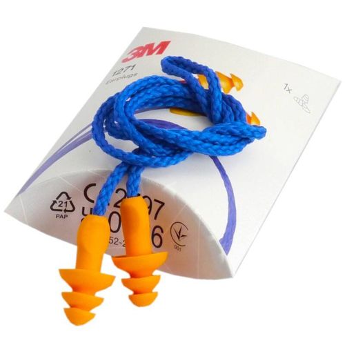 אטמי אוזניים איכותיים רב-פעמיים מבית 3M דגם 1271 – מארז 50 יחידות