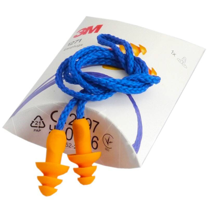 אטמי אוזניים איכותיים רב-פעמיים מבית 3M דגם 1271 – מארז 50 יחידות