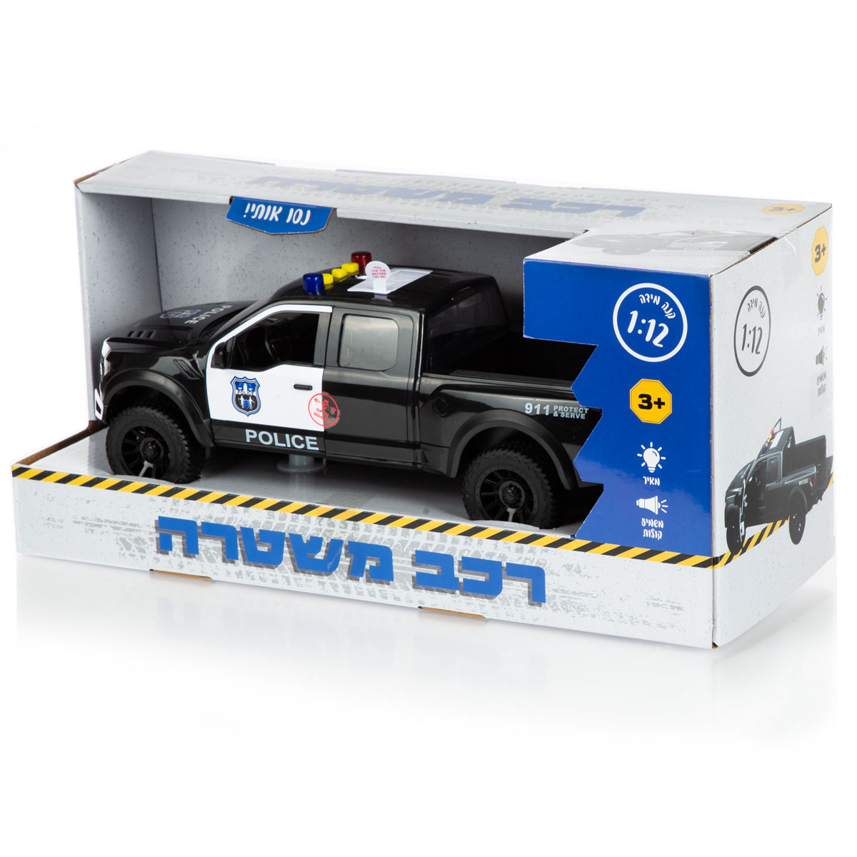 רכב משטרתי גדול עם צלילים ואורות