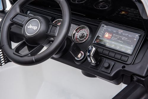 מכונית ממונעת 12V בדמות ג'יפ רוביקון Rubicon דו-מושבי עם דלתות נפתחות, גלגלי EVA, אורות ושלט עצירת חרום - שחור