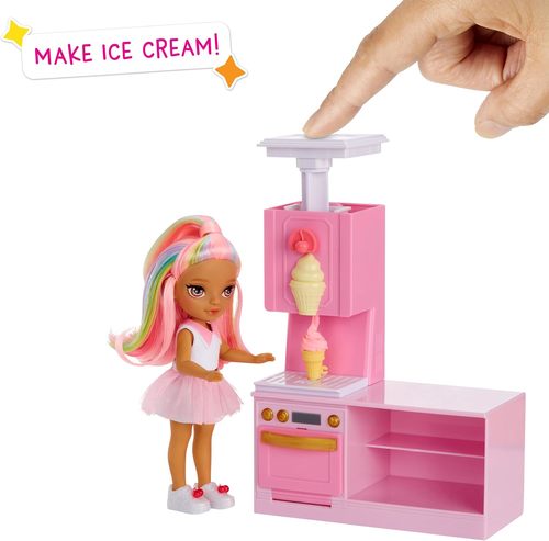 פלייסט חנות קינוחים עם בובת ריינבו היי מיני