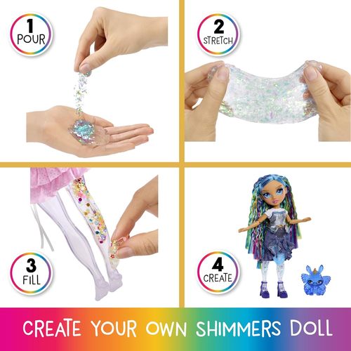 בובת אופנה ריינבו היי מנצנת עם סליים - סקיילר (כחולה) 