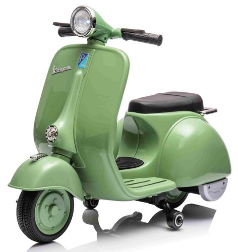 אופנוע ממונע 6V וספה ונטג' VESPA עם גלגלי עזר, מונע התהפכות, אורות ואפקטים קוליים - ירוק