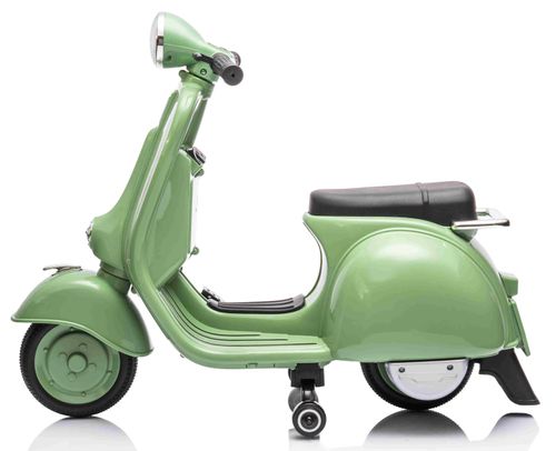 אופנוע ממונע 6V וספה ונטג' VESPA עם גלגלי עזר, מונע התהפכות, אורות ואפקטים קוליים - ירוק