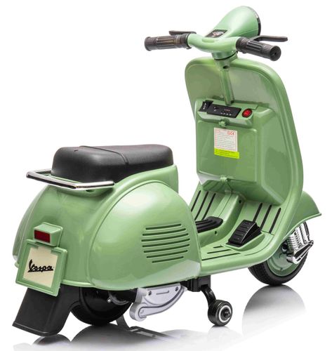 אופנוע ממונע 6V וספה ונטג' VESPA עם גלגלי עזר, מונע התהפכות, אורות ואפקטים קוליים - ירוק
