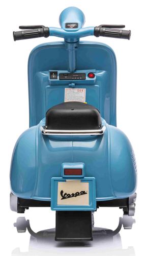 אופנוע ממונע 6V וספה ונטג' VESPA עם גלגלי עזר, מונע התהפכות, אורות ואפקטים קוליים - תכלת