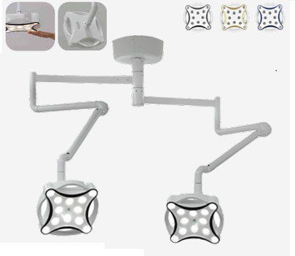 מנורת ניתוחים מודרנית לד LED קומפקטית וקלה תלייה תקרה ראש כפול