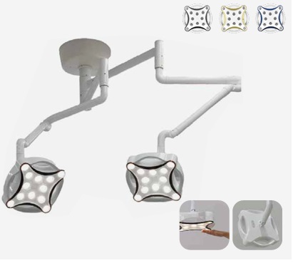 מנורת ניתוחים מודרנית לד LED קומפקטית וקלה תלייה תקרה ראש כפול