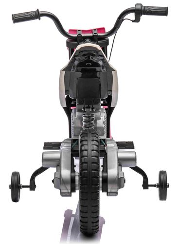 אופנוע דמוי שטח חשמלי ממונע 12V עם גלגלי עזר, תאורה, אפקטים קוליים וצמיגי EVA - ורוד