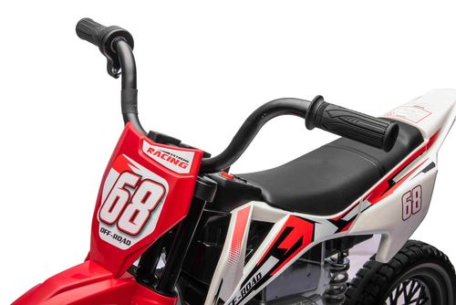 אופנוע דמוי שטח חשמלי ממונע 12V עם גלגלי עזר, תאורה, אפקטים קוליים וצמיגי EVA - ורוד