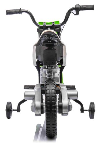 אופנוע דמוי שטח חשמלי ממונע 12V עם גלגלי עזר, תאורה, אפקטים קוליים וצמיגי EVA - ירוק