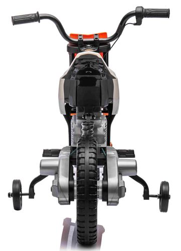אופנוע דמוי שטח חשמלי ממונע 12V עם גלגלי עזר, תאורה, אפקטים קוליים וצמיגי EVA - כתום