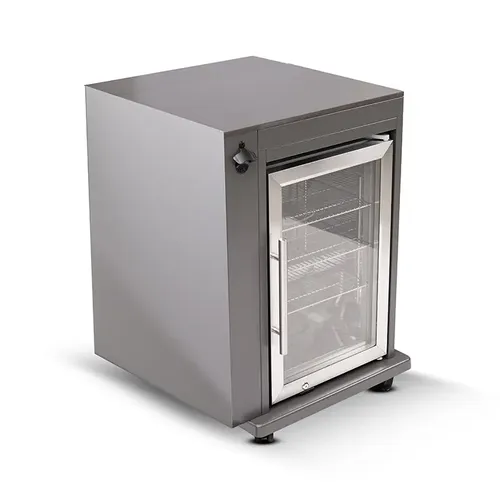 יחידת מקרר NAPOLEON Fridge RFCU-SS מנירוסטה למטבח חוץ עם דלת זכוכית מחוסמת, תאורת LED פנימית, מדפים מתכווננים ופותחן בירות מובנה