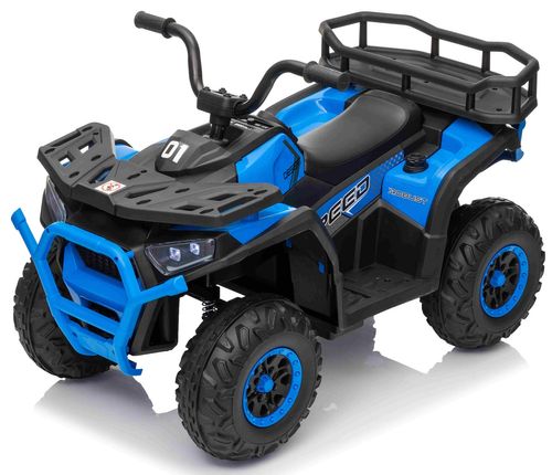 טרקטורון SPEED 12V חשמלי לילדים עם הנעה 2X4, שלט חכם ואורות LED קדמיים - שחור/כחול