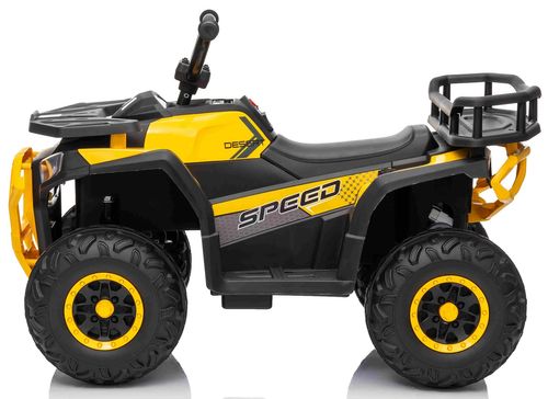 טרקטורון SPEED 12V חשמלי לילדים עם הנעה 2X4, שלט חכם ואורות LED קדמיים - שחור/צהוב