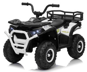 טרקטורון SPEED 12V חשמלי לילדים עם הנעה 2X4, שלט חכם ואורות LED קדמיים - שחור/לבן