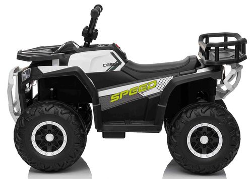 טרקטורון SPEED 12V חשמלי לילדים עם הנעה 2X4, שלט חכם ואורות LED קדמיים - שחור/לבן