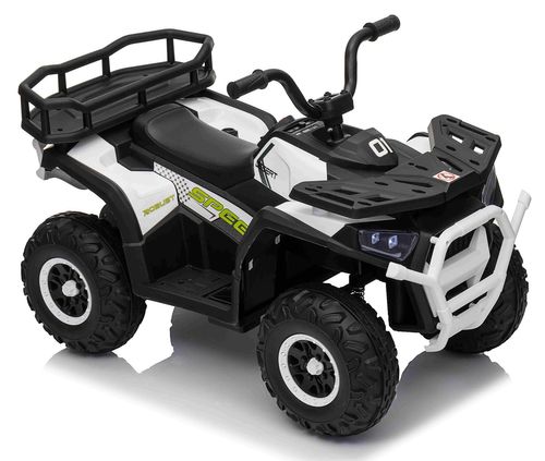 טרקטורון SPEED 12V חשמלי לילדים עם הנעה 2X4, שלט חכם ואורות LED קדמיים - שחור/לבן