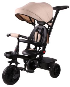 תלת אופן 3 ב 1 דגם TRIFUN RIDER עם כיסא נשכב ומסתובב 360 וגלגלי EVA ללא תקרים - בז