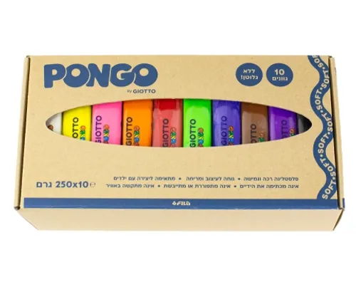 פלסטלינה פונגו 10 גוונים - 250 גר'