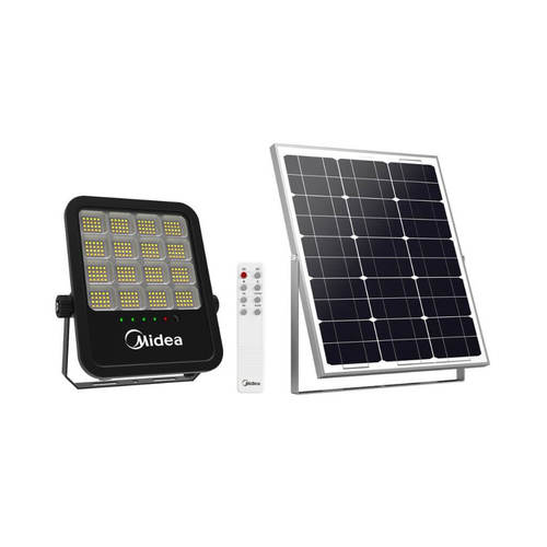 פנס הצפה סולארי 100W לד שחור CCT מידאה+ שלט FLS100W-02