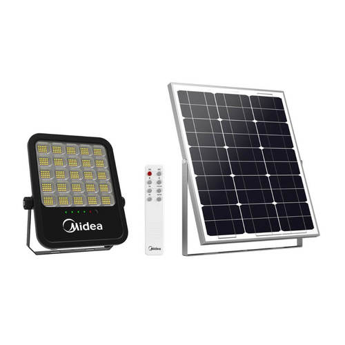 פנס הצפה סולארי 200W לד שחור CCT מידאה+ שלט FLS200W-02