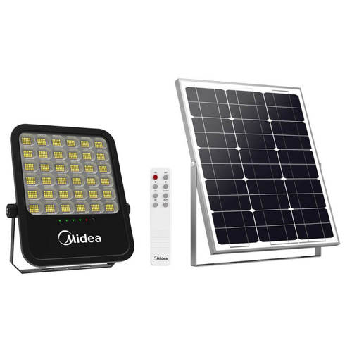 פנס הצפה סולארי 300W לד שחור CCT מידאה+ שלט FLS300W-02