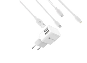 מטען קיר 2.4 USB כפול With lightning (silver line) MWCS244 מבית MIRACASE