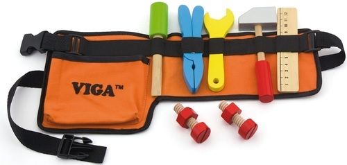 חגורת כלי עבודה לפעוט + כלים מעץ 10 חלקים VIGA