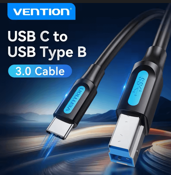 כבל איכותי TYPE C ל-USB TYPE B  עבור מדפסת באורך 2M פרימיום