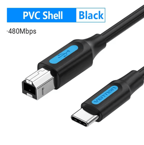 כבל איכותי TYPE C ל-USB TYPE B  עבור מדפסת באורך 2M פרימיום