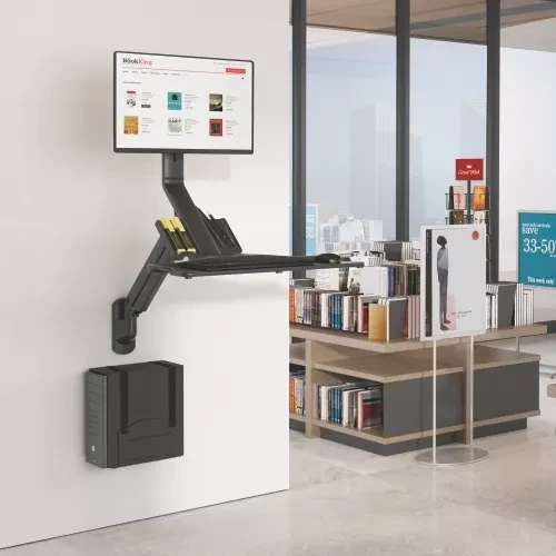 עמדת עבודה עם בוכנה גז למוניטור ומעמד למחשב מבית LUMI