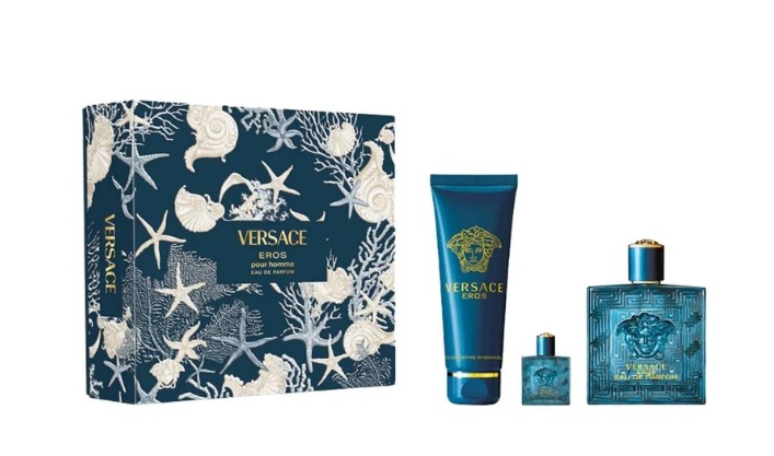 בושם לגבר מארז Versace Eros Set EDT 100ML+EDT 5ML+Shower Gel 150Ml For Men 