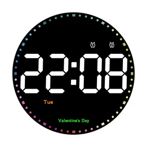 שעון קיר דיגיטלי 25 ס"מ כולל שלט רחוק - דגם עגול