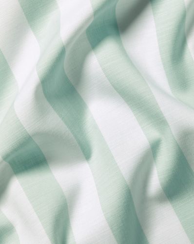 חולצה שרוול קצר גזרת קלאסיק - Aqua green wide stripe non-iron stretch poplin slub cf sf