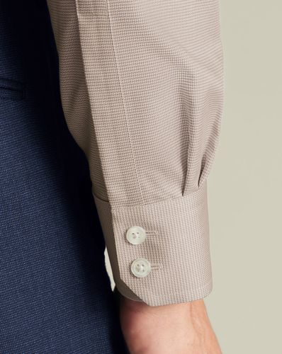 חולצה מוקה גזרת סלים -Mocha brown non-iron stretch Westminster weave CA slim fit