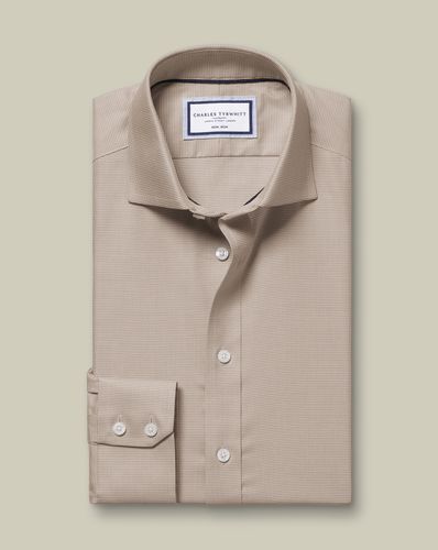 חולצה מוקה גזרת סלים -Mocha brown non-iron stretch Westminster weave CA slim fit