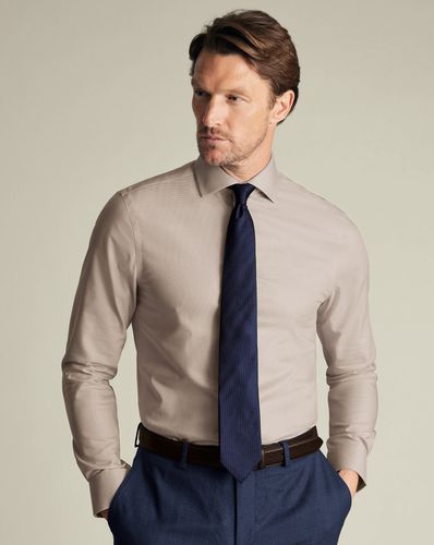 חולצה מוקה גזרת סלים -Mocha brown non-iron stretch Westminster weave CA slim fit