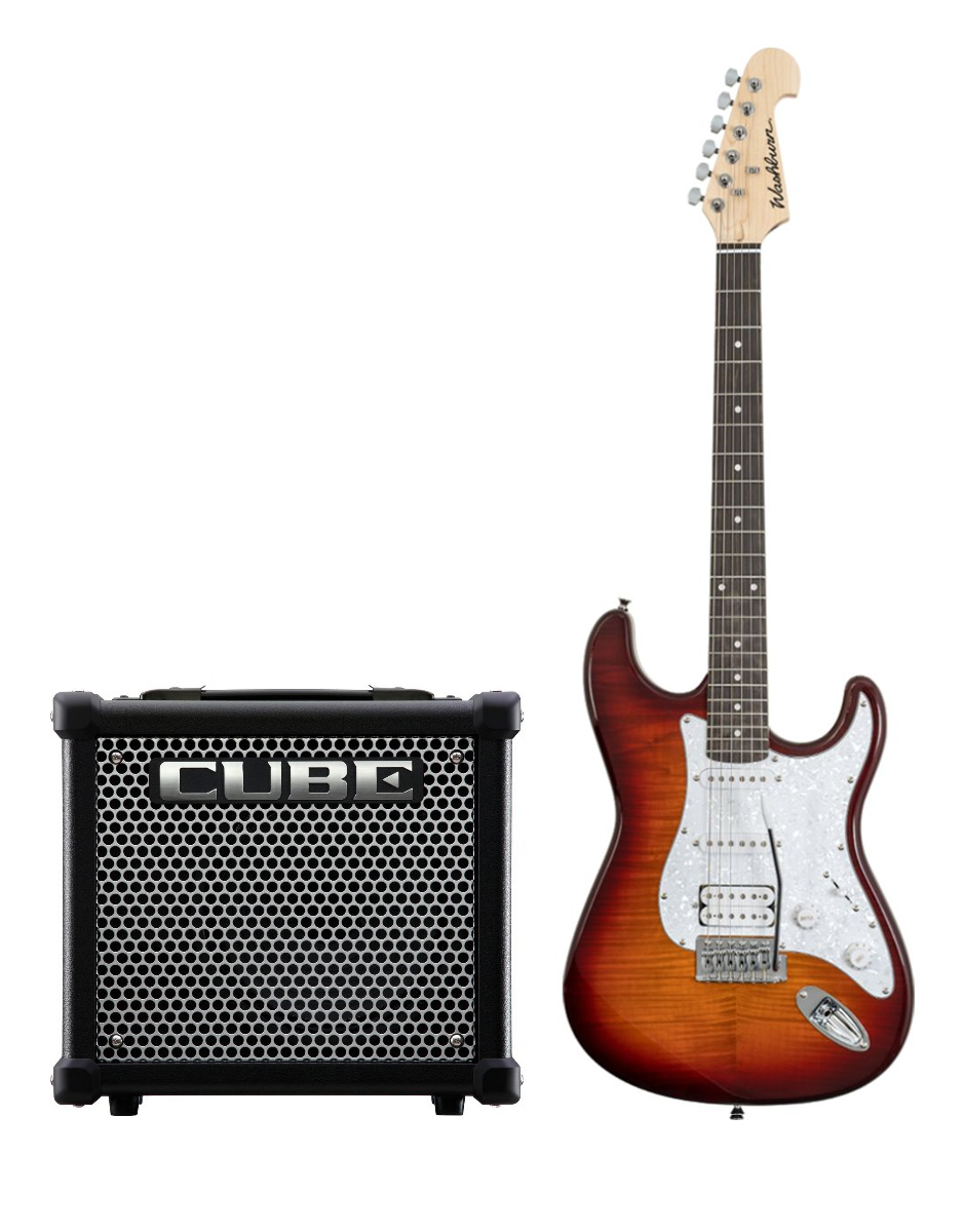 חבילת גיטרה חשמלית Washburn Sonamaster + מגבר Roland Cube10GX 
