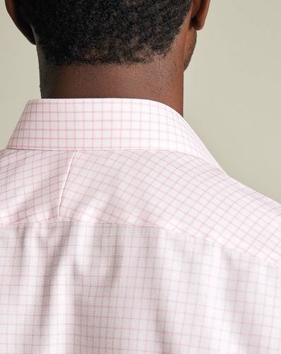 חולצה גזרת סלים -Pink check non-iron stretch Westminster weave CA slim fit shirt