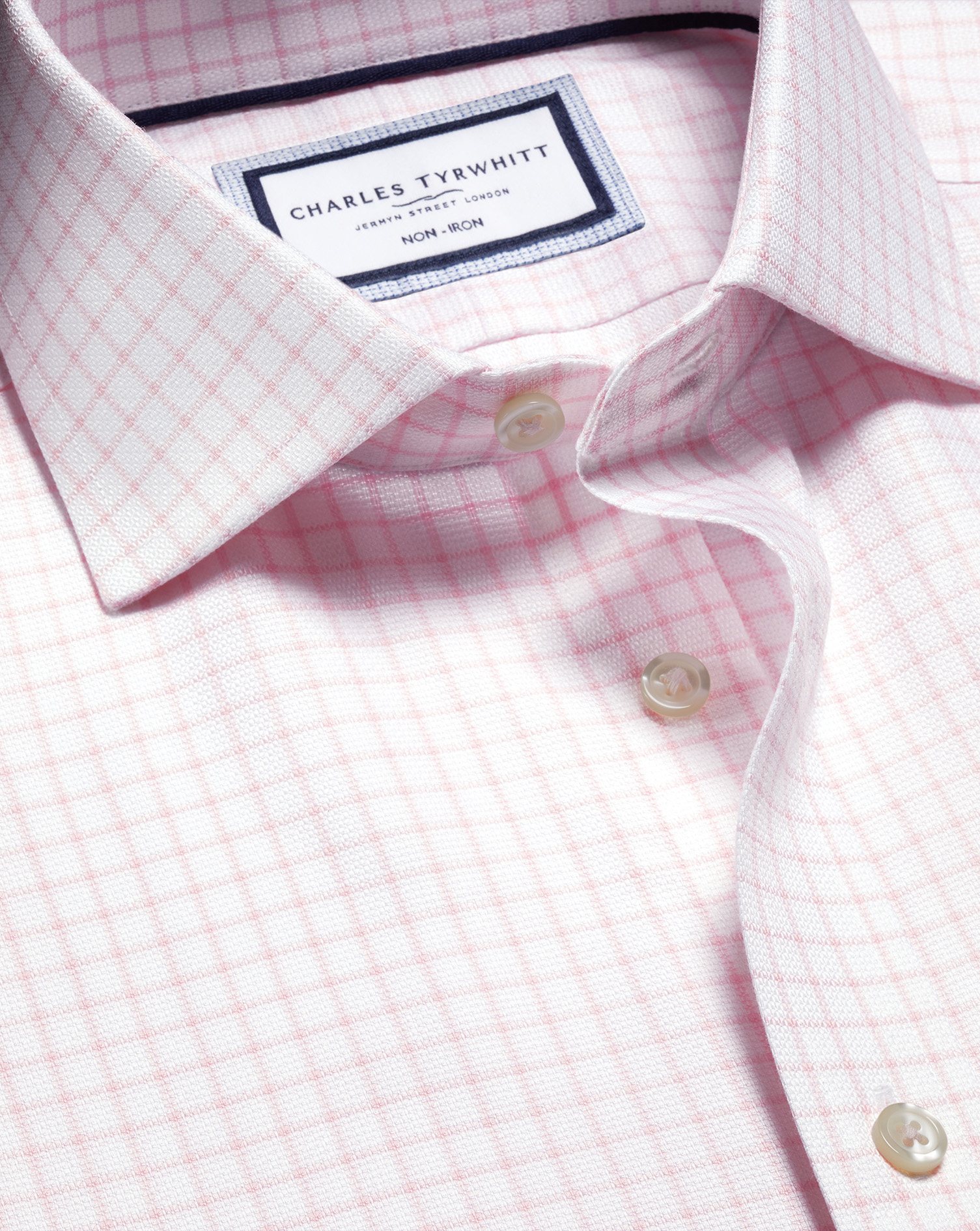 חולצה גזרת אקסטרה סלים -Pink check non-iron stretch Westminster weave CA extra slim fit shirt