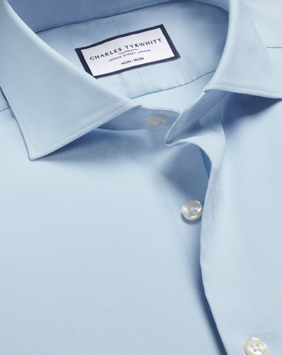 חולצה גזרת סלים סטרץ - Sky blue non-iron stretch twill slim fit shirt