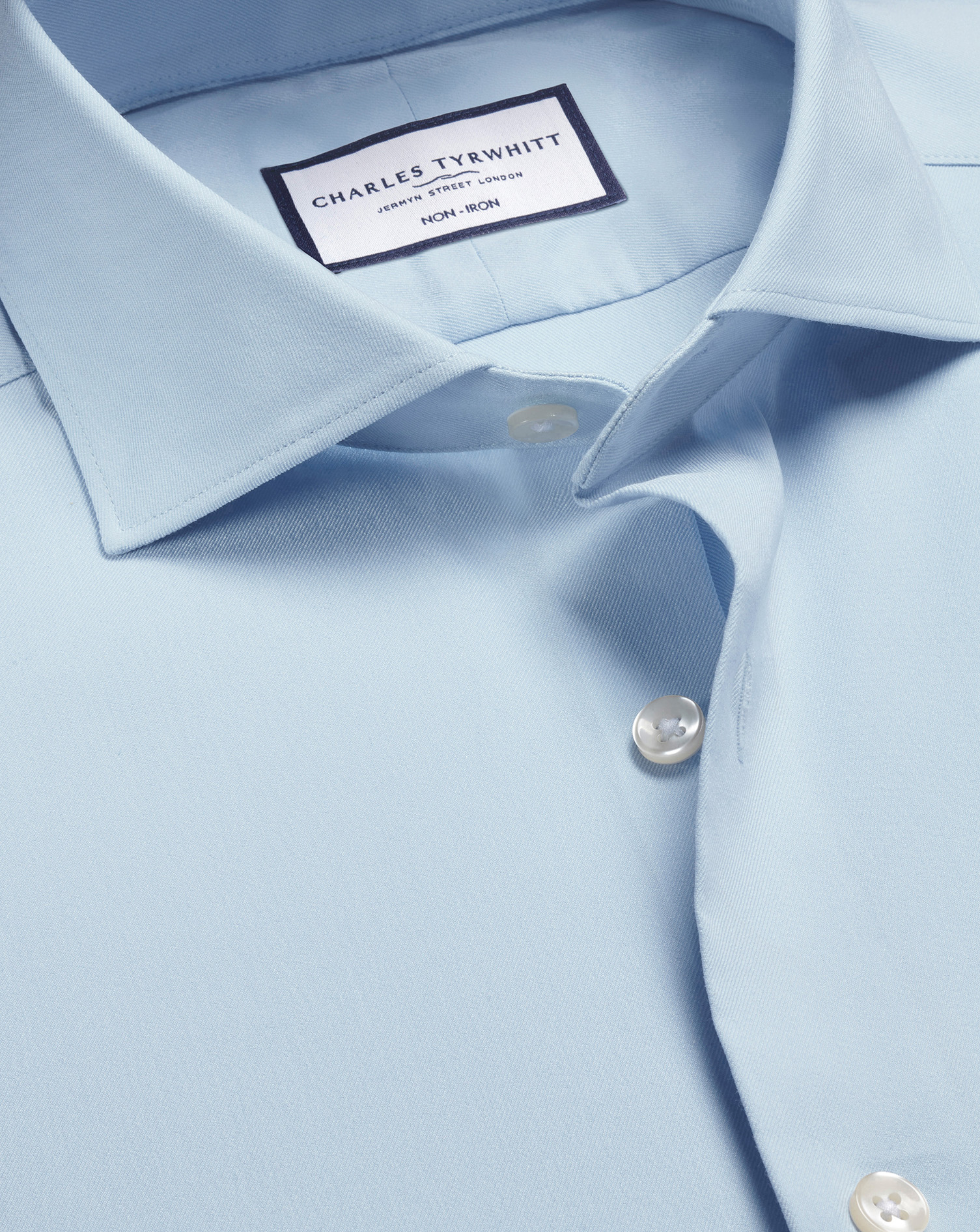 חולצה גזרת סלים סטרץ - Sky blue non-iron stretch twill slim fit shirt