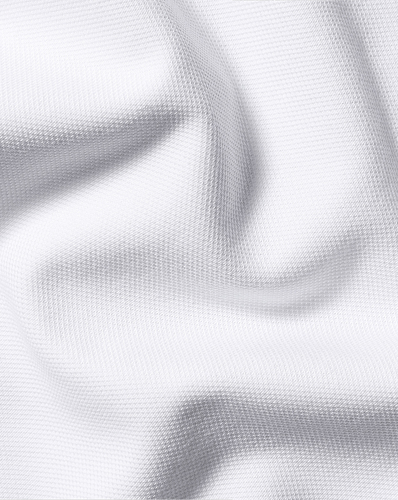 חולצת פולו לבנה טוויל שרוול ארוך - White Solid Long Sleeve Plain Polo