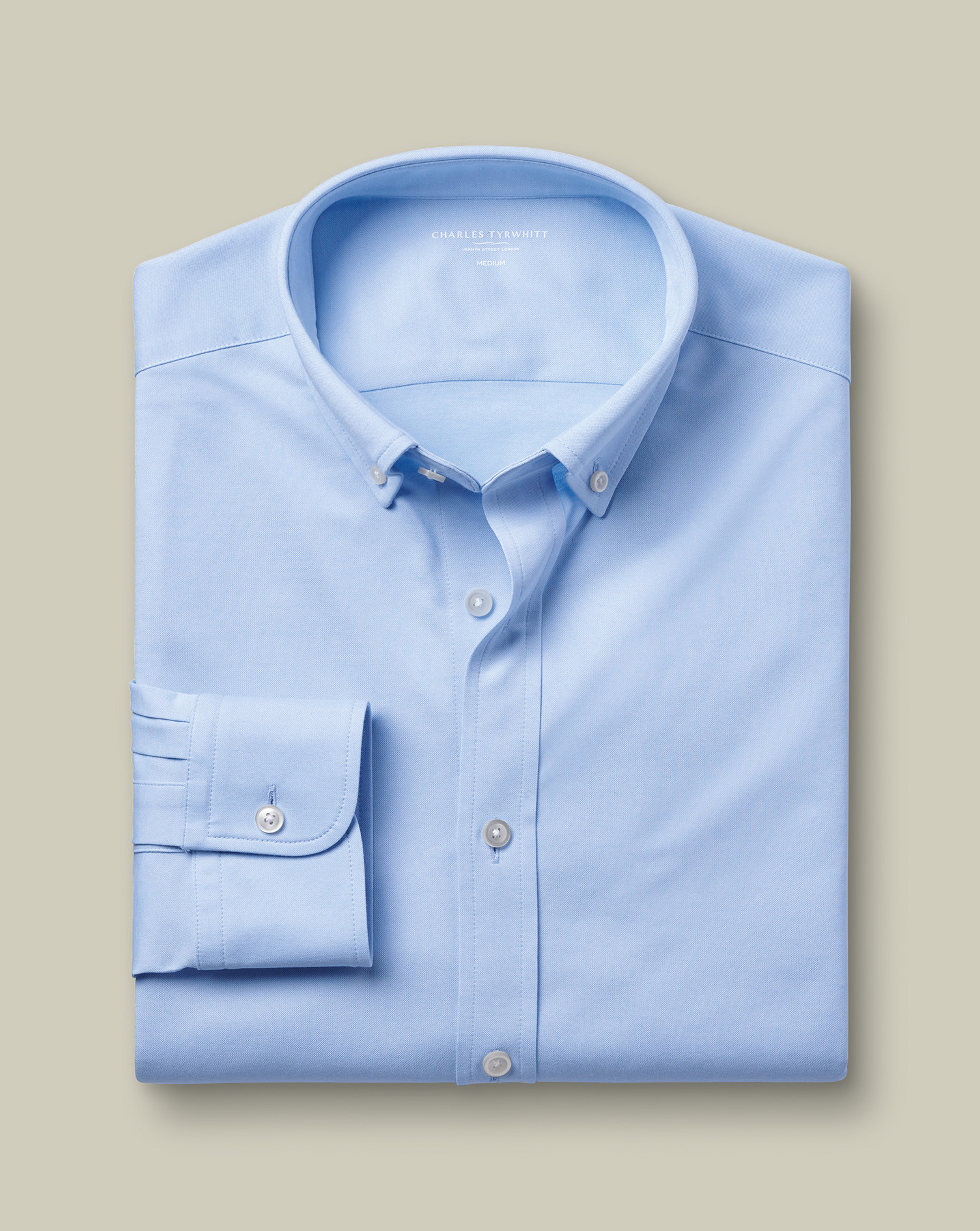 חולצת נמתחת כחולה -  Sky Blue Four-Way Stretch Button Down Jersey Shirt