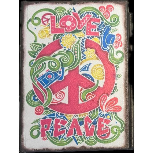 קופסת עץ מעוצבת – LOVE & PEACE במהדורה צבעונית