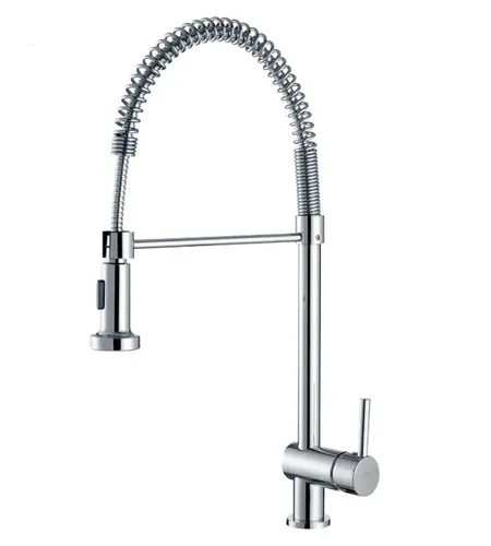 ברז מטבח תעשייתי נשלף קפיץ מבית ורד Vered דגם 8800 בגימור ניקל מבריק.